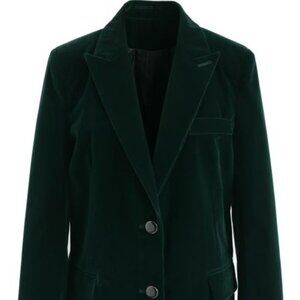 Noble Chic Velvet Blazer in Dark Green